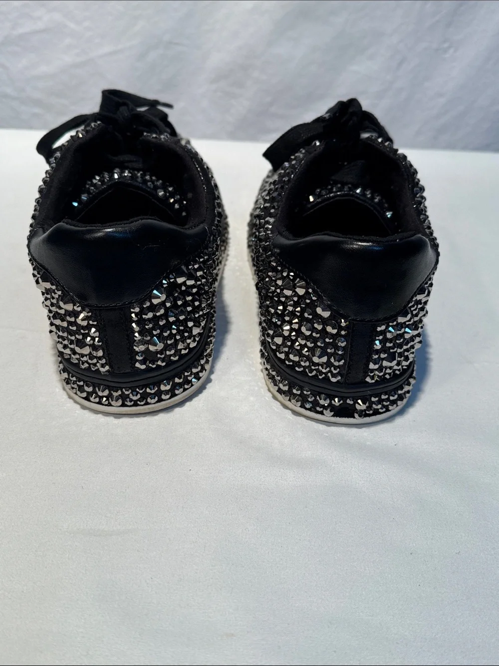 INC International Concepts Black Crystal-Embellished Lace-Up Sneakers